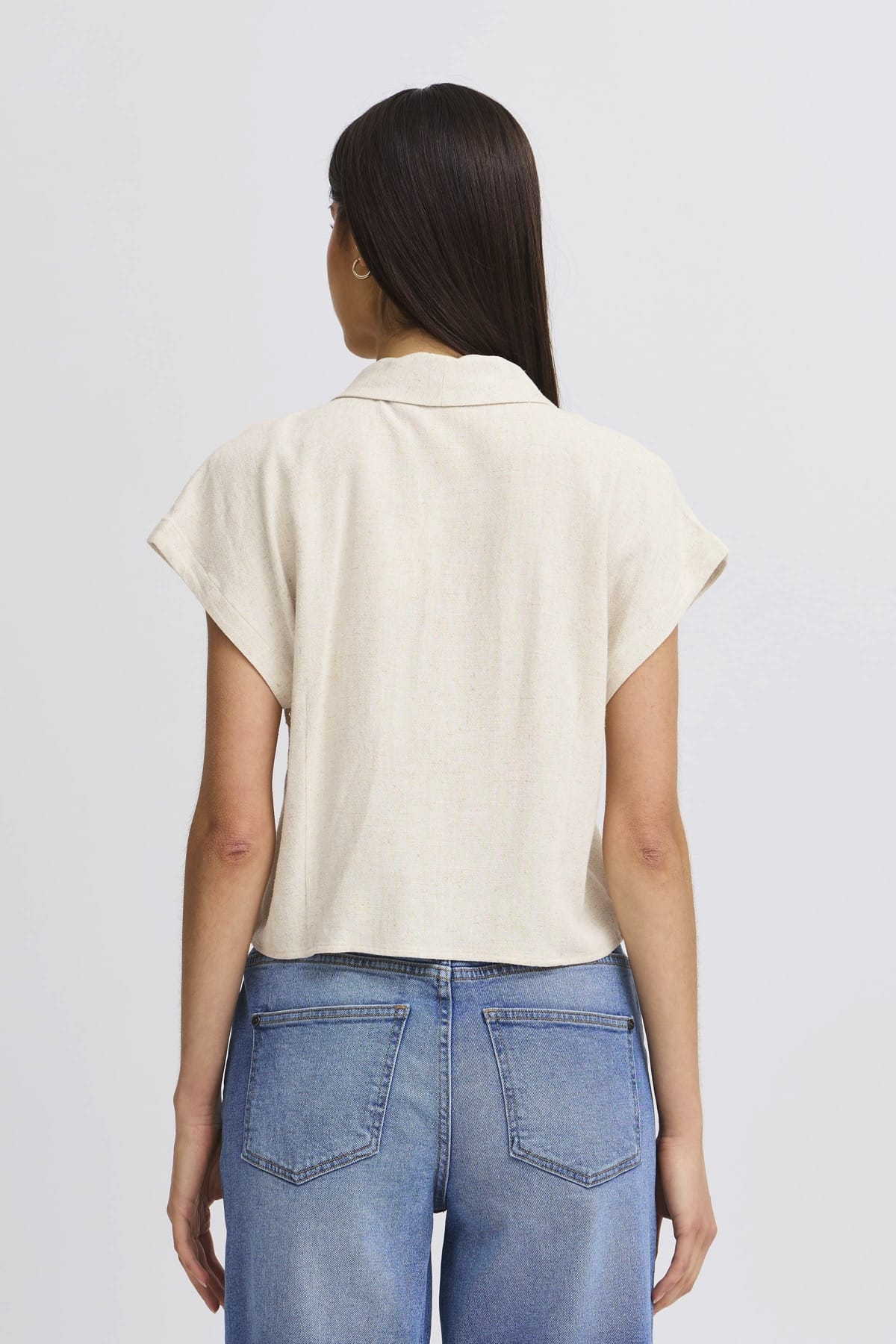 Bluse FRATEL SH 3 Whisper White Melange Bluse Fransa