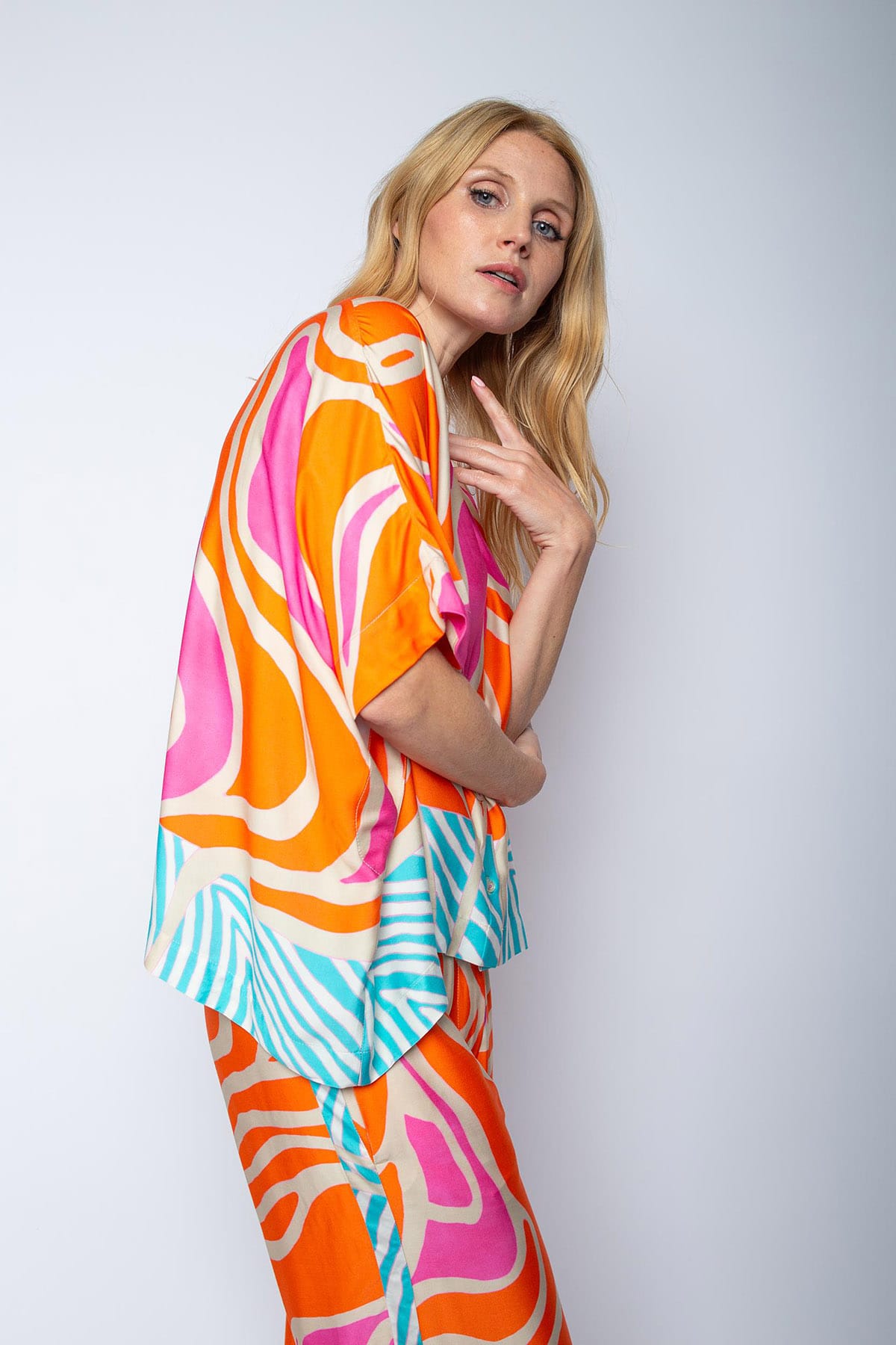 Damenbluse orange pink zebra Bluse Emily van den Bergh