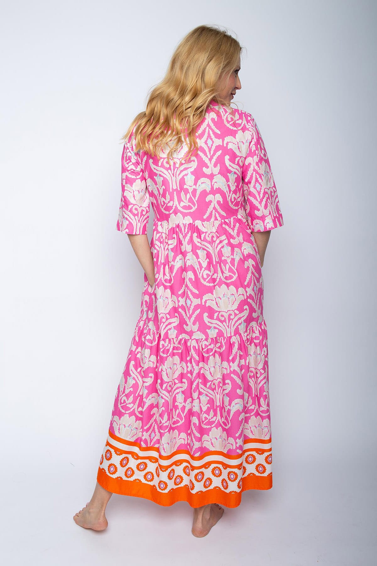 Damenkleid pink orange border Kleid Emily van den Bergh