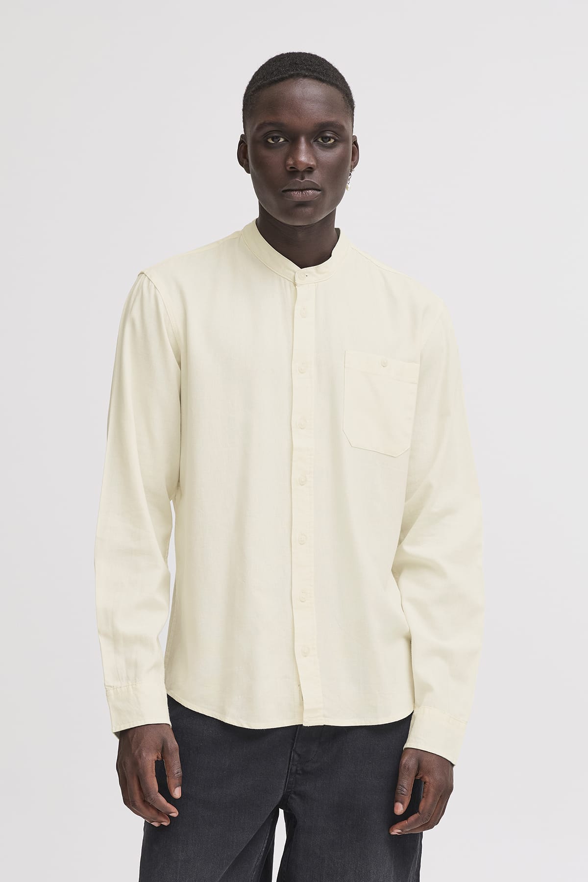 Hemd BHBOBBY Shirt mandarin Snow White Hemd Blend