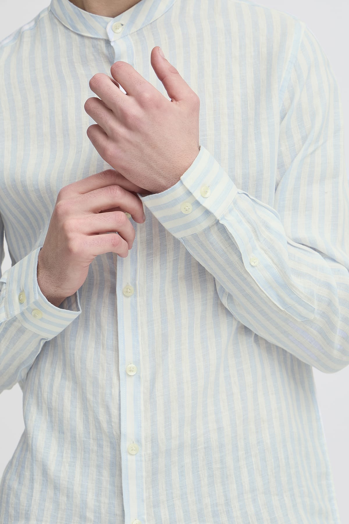 Hemd CFANTON LS CC linen striped shirt Chambray Blue Hemd Casual Friday