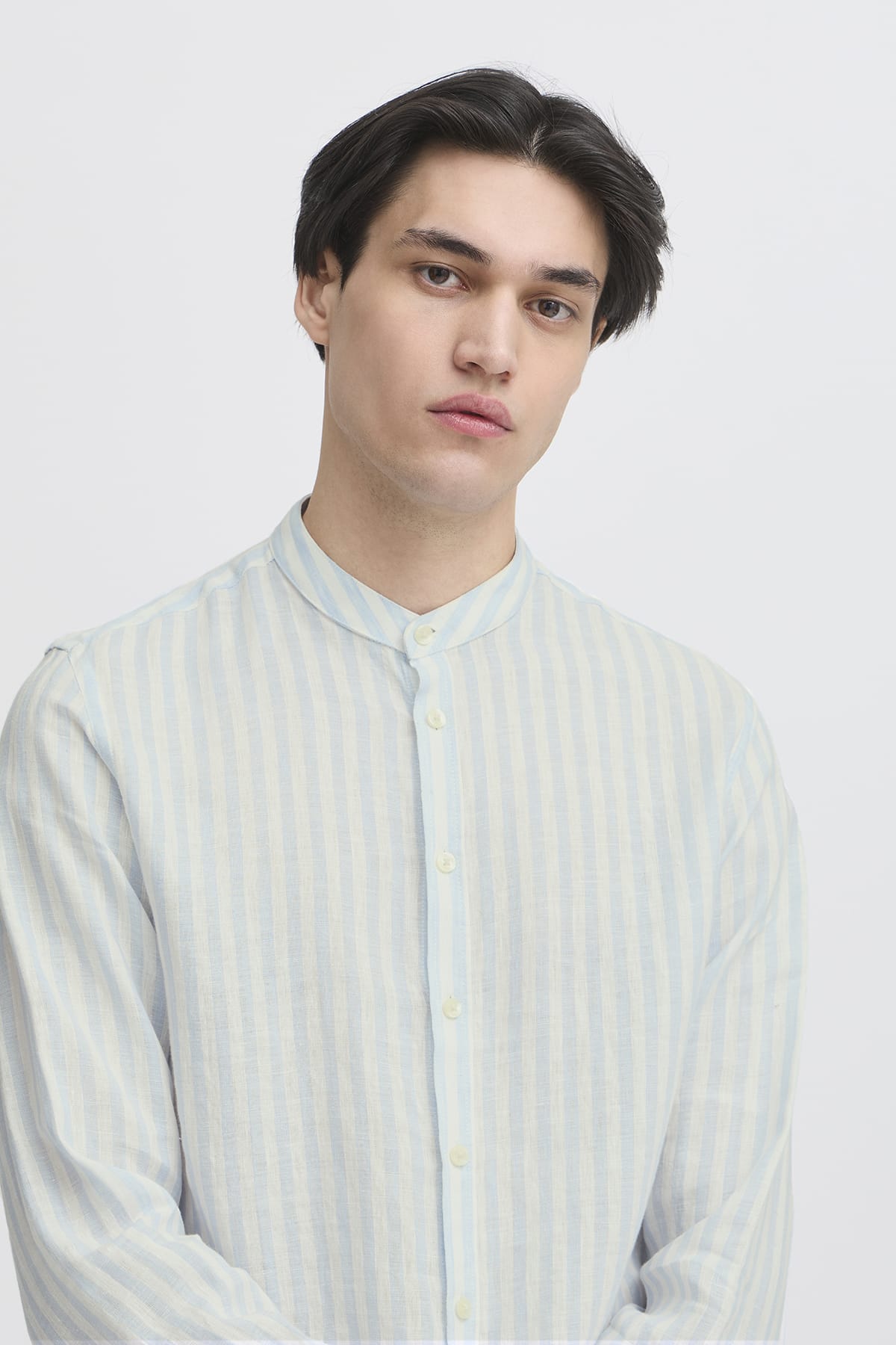 Hemd CFANTON LS CC linen striped shirt Chambray Blue Hemd Casual Friday