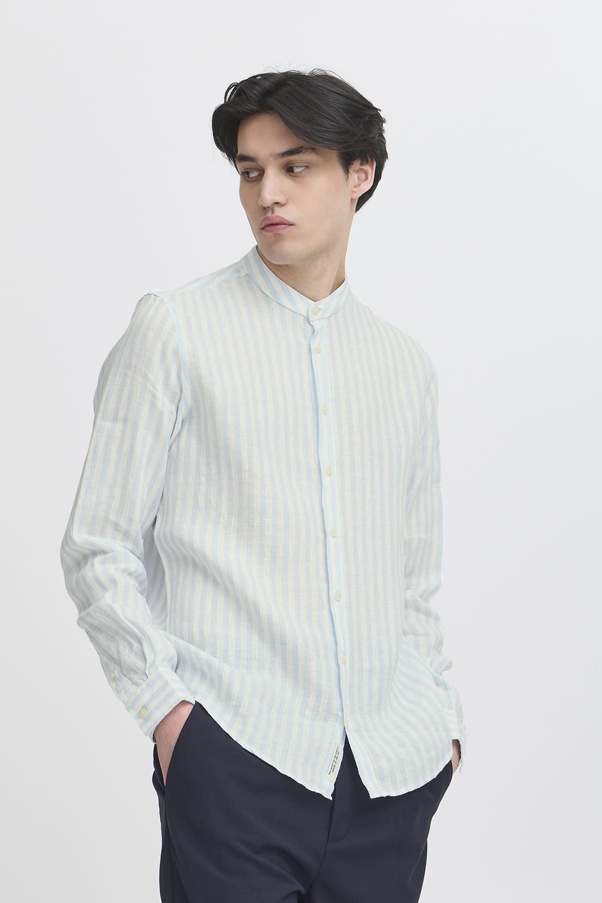 Hemd CFANTON LS CC linen striped shirt Chambray Blue Hemd Casual Friday