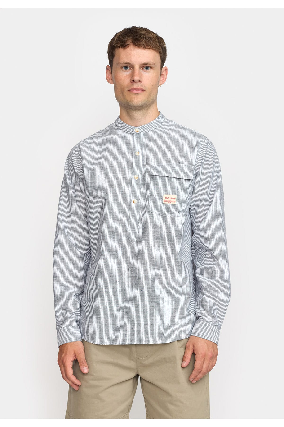 Hemd Grandad Shirt Blue Hemd RVLT Revolution