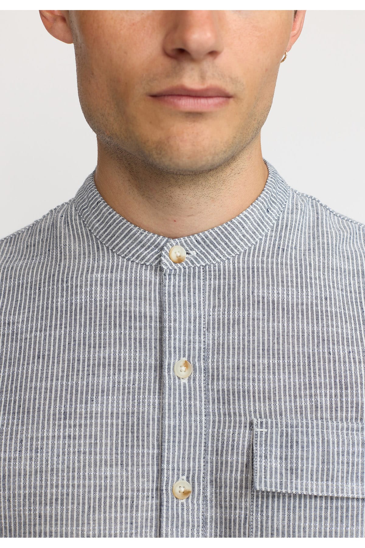 Hemd Grandad Shirt Blue Hemd RVLT Revolution