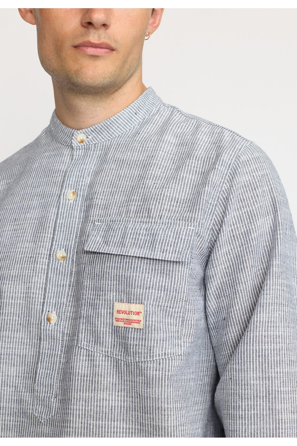 Hemd Grandad Shirt Blue Hemd RVLT Revolution