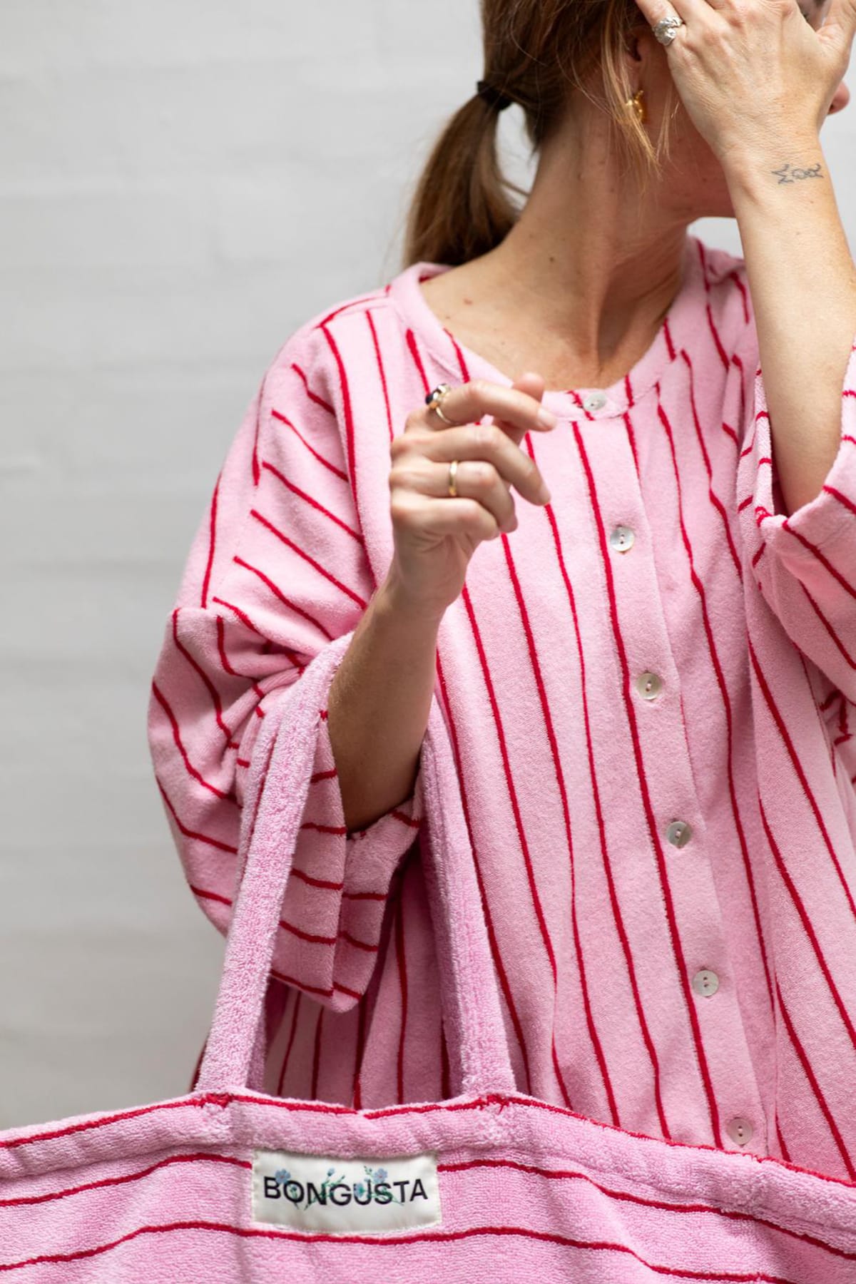 Hemd Naram Oversized Shirt baby pink & ski patrol Hemd Bongusta