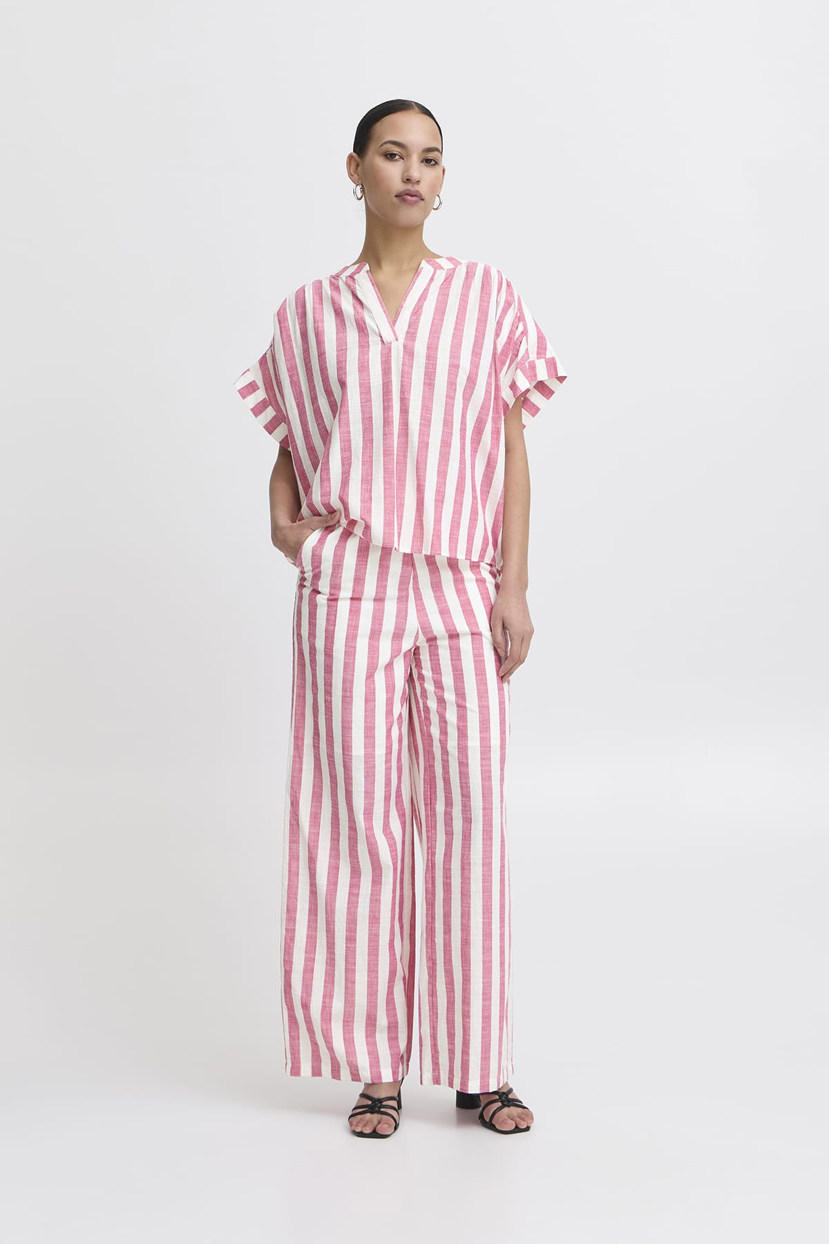 Hose IHLOLIA PA Bright Rose/Whit Hose ICHI