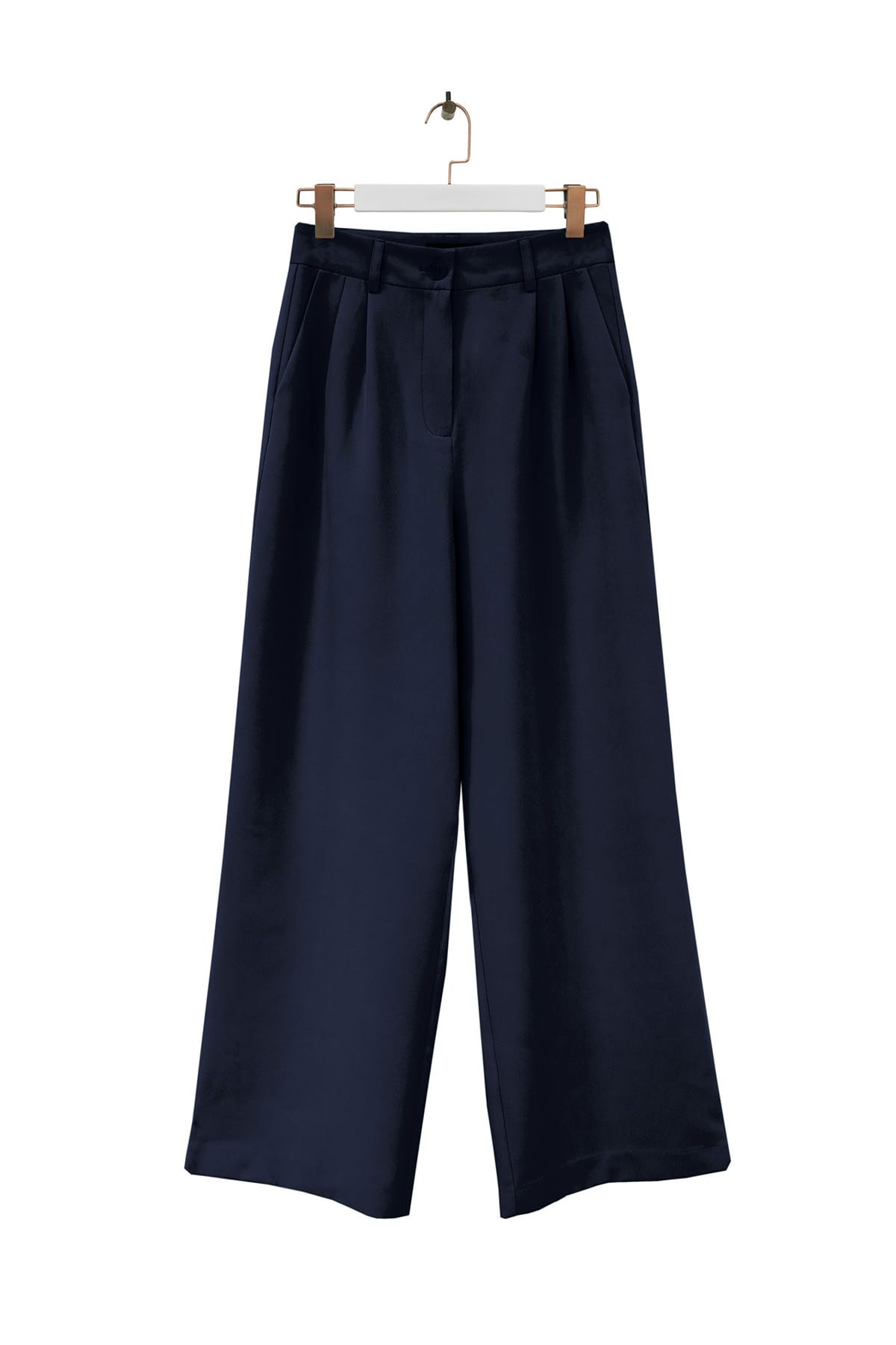 Weite, dunkelblaue Hose Ruby mit Faltendetails vorne Hosen With Black