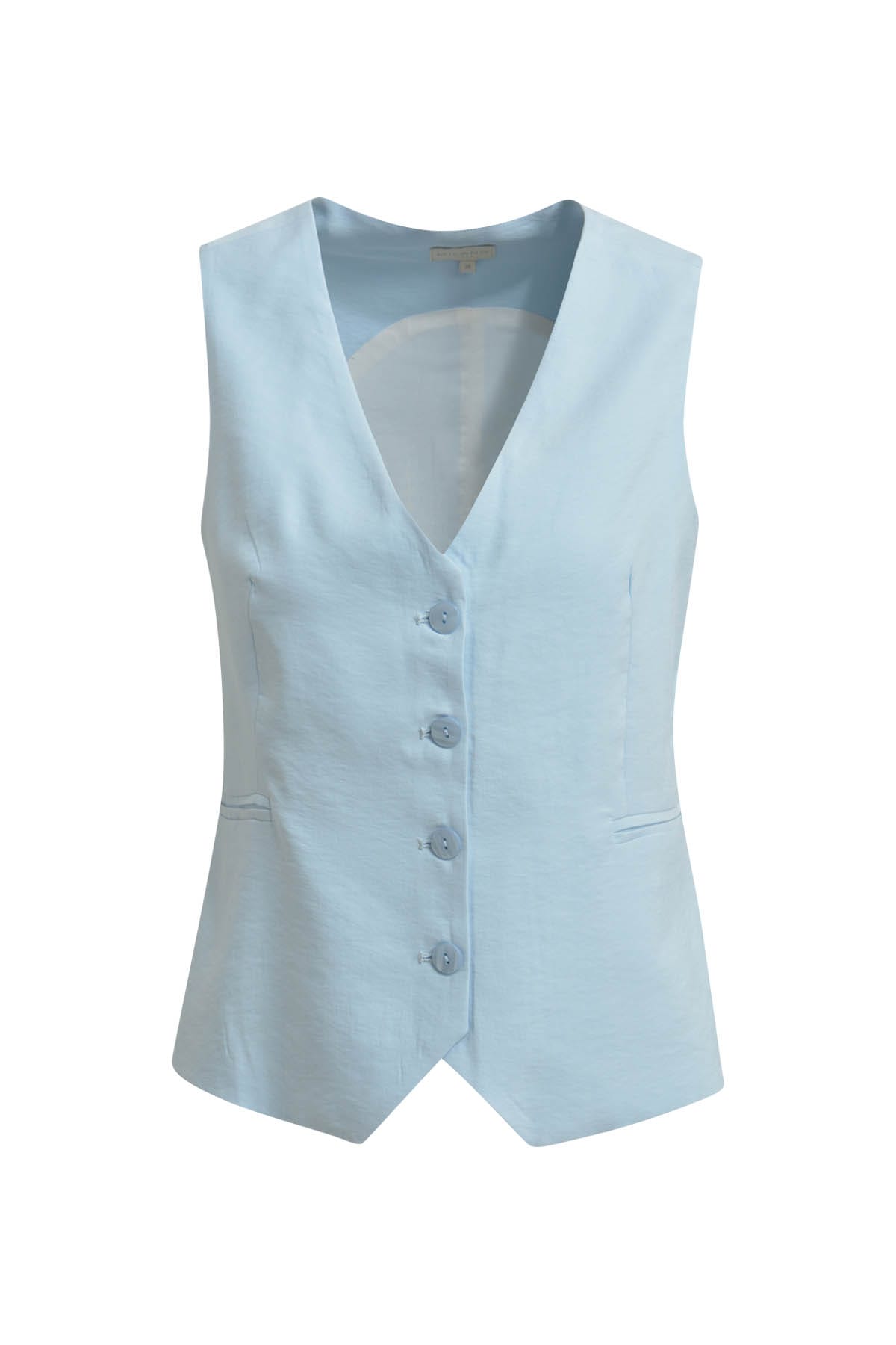 Weste Slim w button blacket + piping pockets light blue Weste Milano