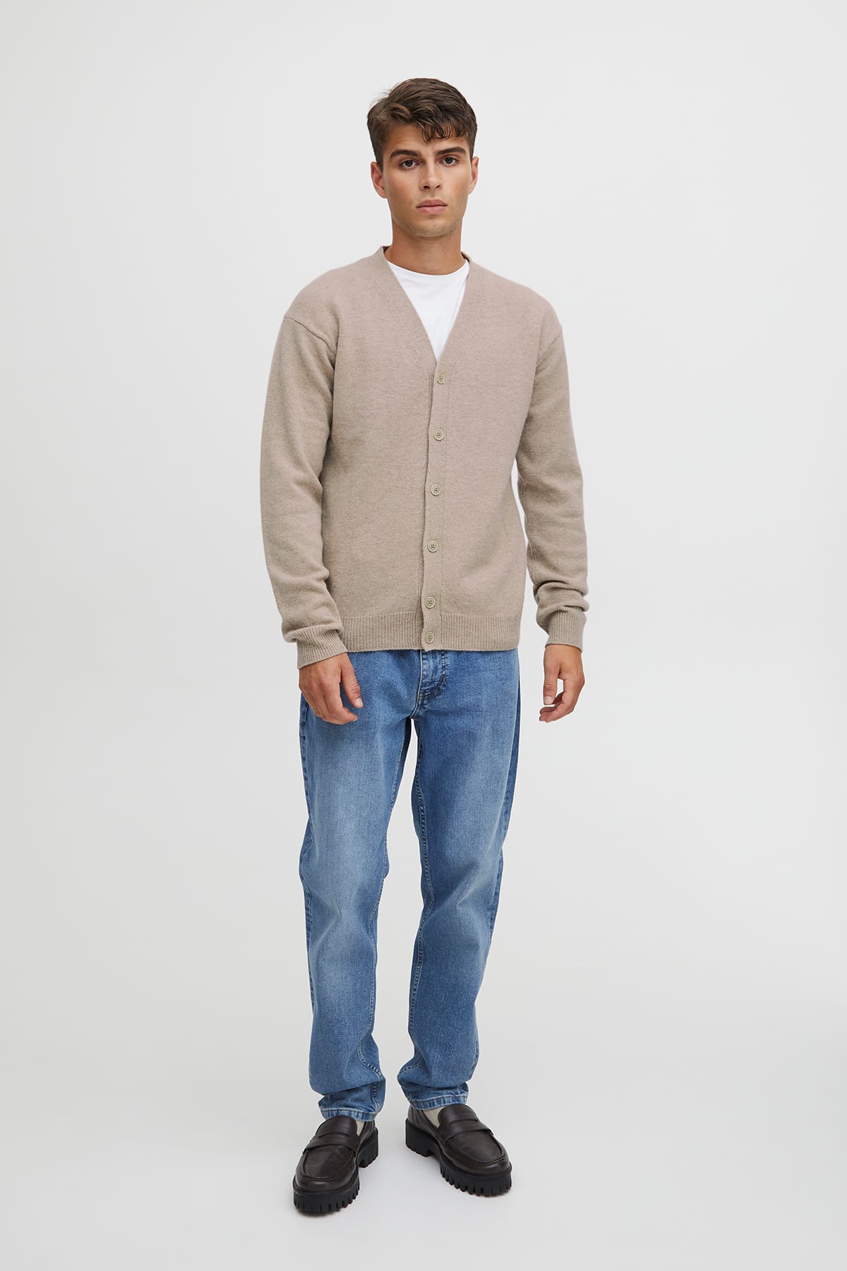 Cardigan CFKarl lambswool cardigan Silver Mink Melange Cardigan Casual Friday