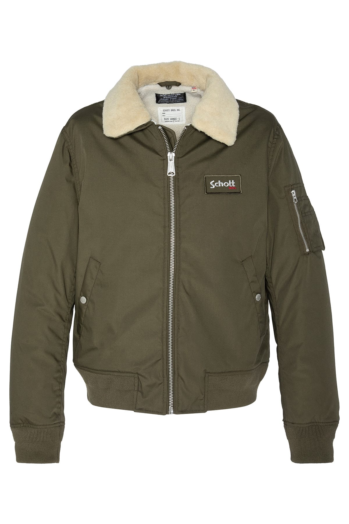 Fliegerjacke mit abnehmbarem Teddykragen Dark Khaki Jacken Schott