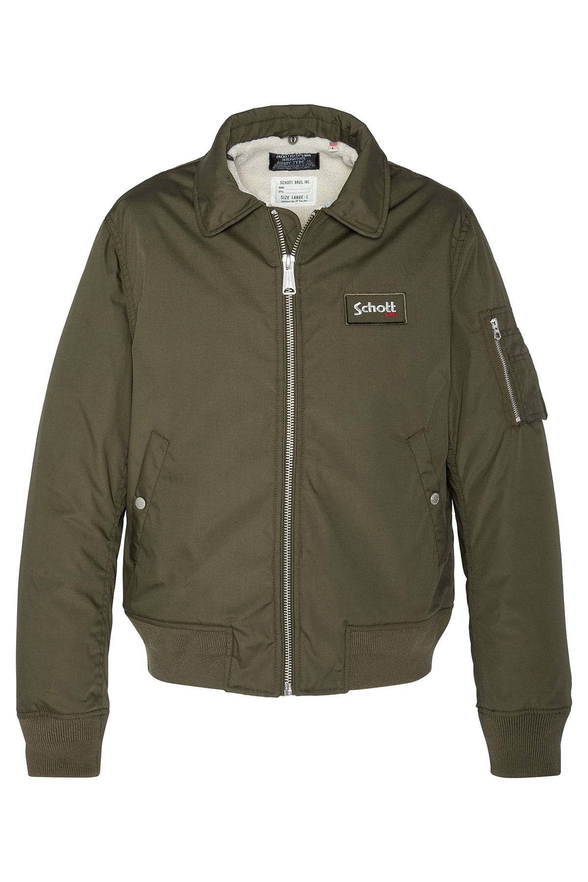Fliegerjacke mit abnehmbarem Teddykragen Dark Khaki Jacken Schott