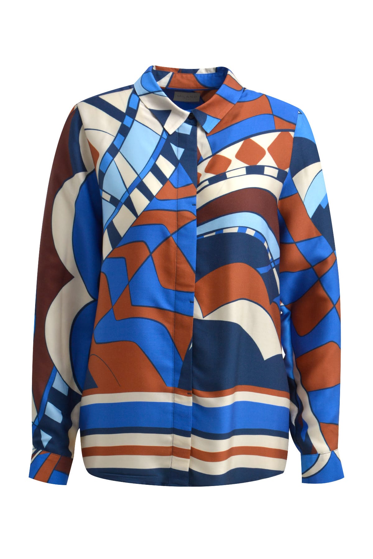 Gemusterte Bluse mit verdeckter Knopfleiste mid blue print Blusen Milano