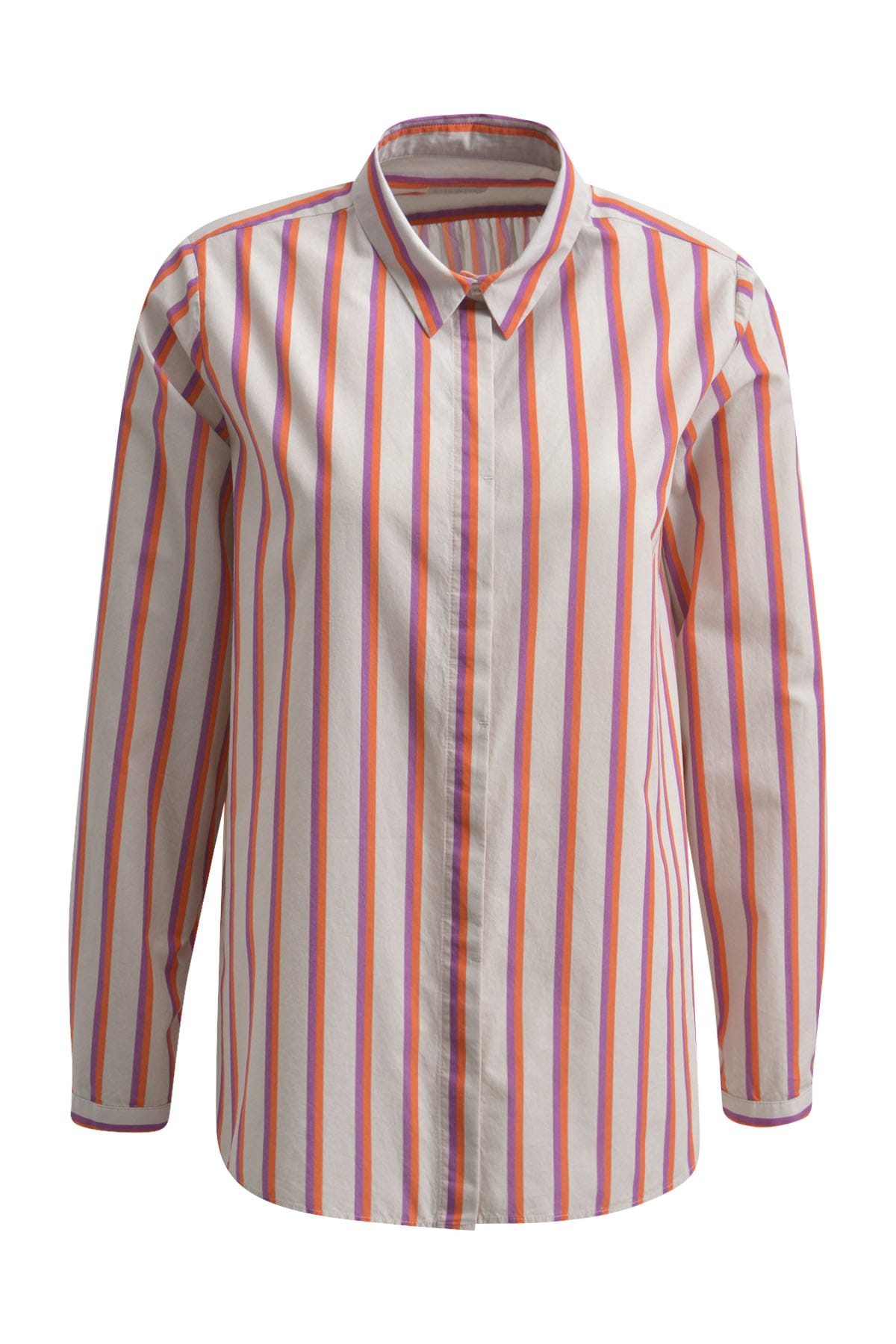 Gerade geschnitte, gestreifte Bluse mit Raffung am Rücken und verdeckter Knopfleiste powder print Blusen Milano