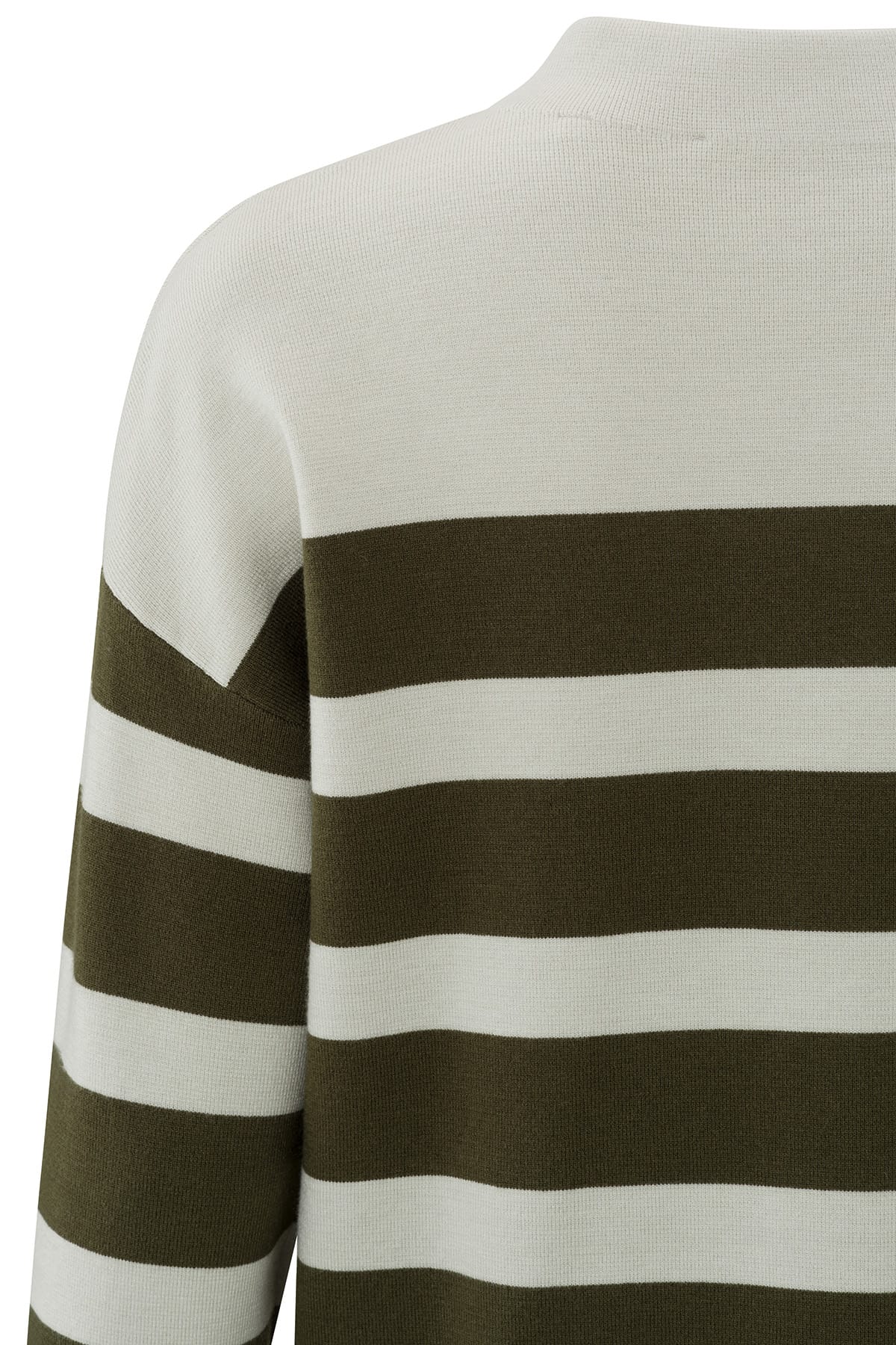 Gestreifter Pullover mit Stehkragen Dark Army Green Dessin Pullover YAYA