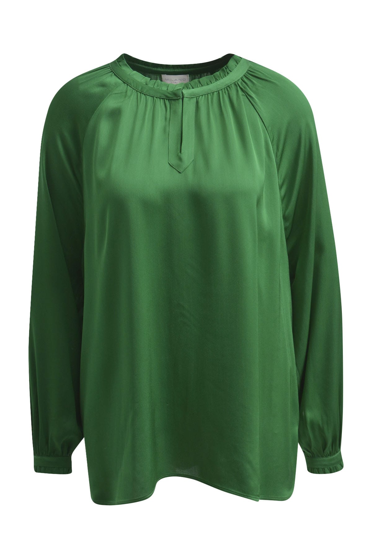 Grüne Bluse mit Raffungen und Raglanärmeln mid green Blusen Milano