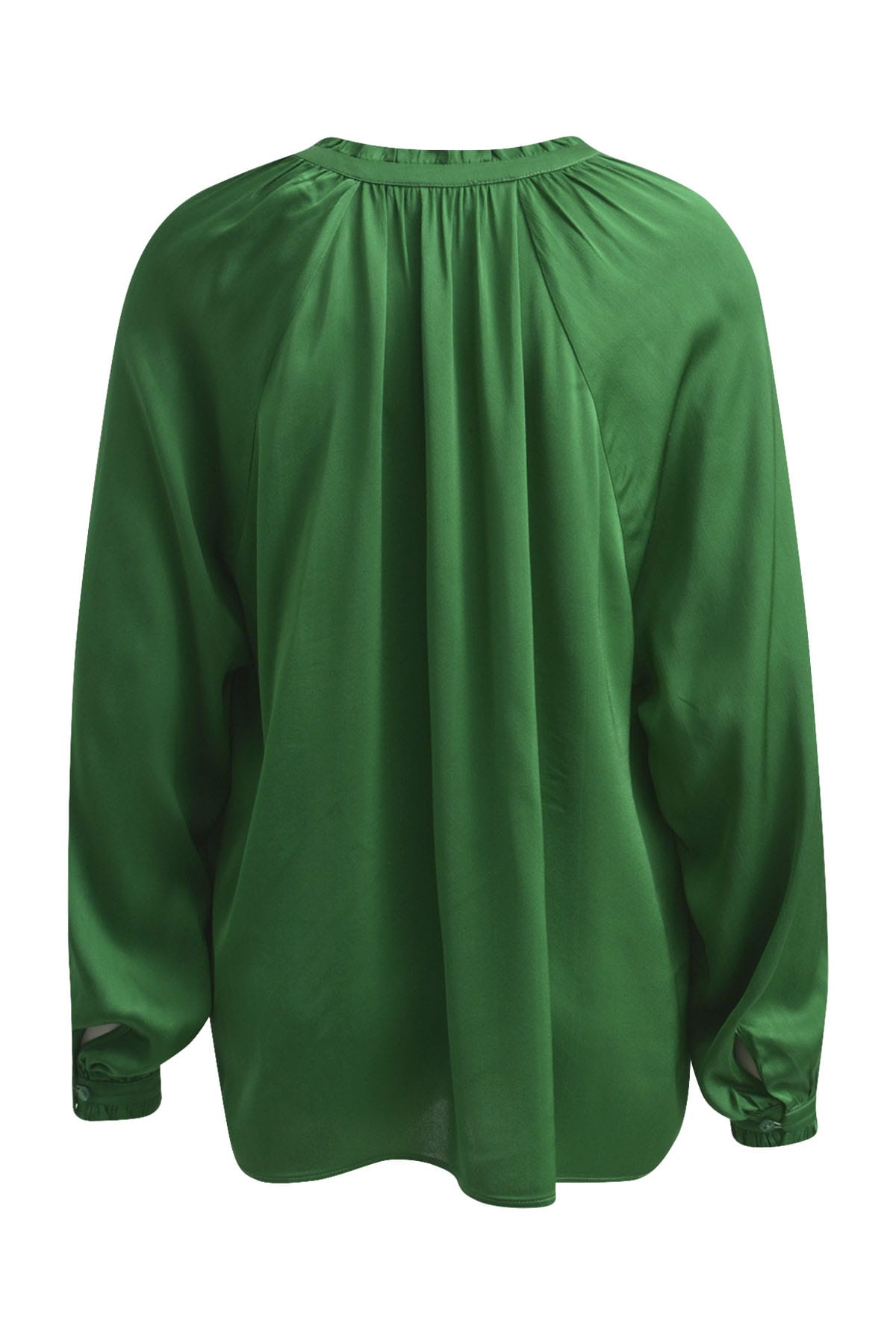Grüne Bluse mit Raffungen und Raglanärmeln mid green Blusen Milano