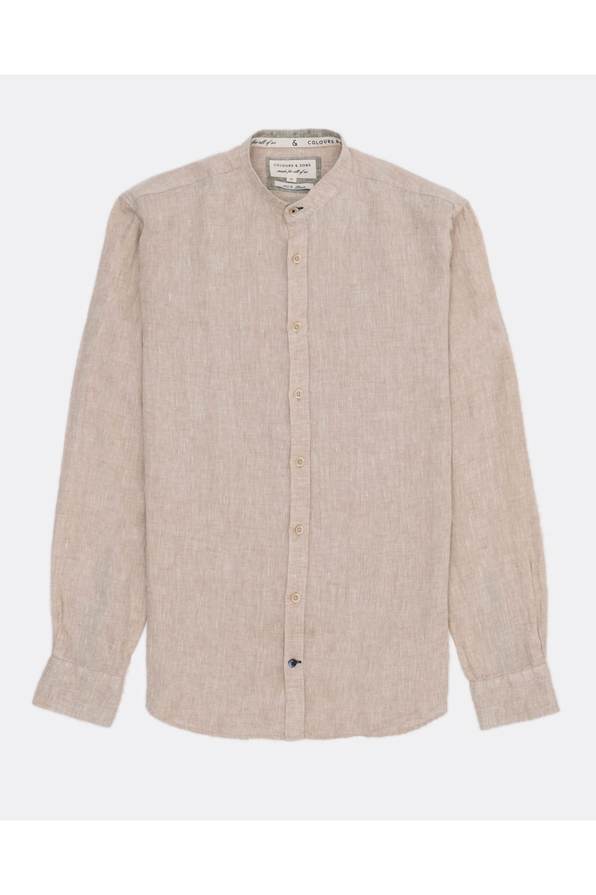 Hemd Leinenhemd mit Stehkragen Beige Hemd Colours&Sons