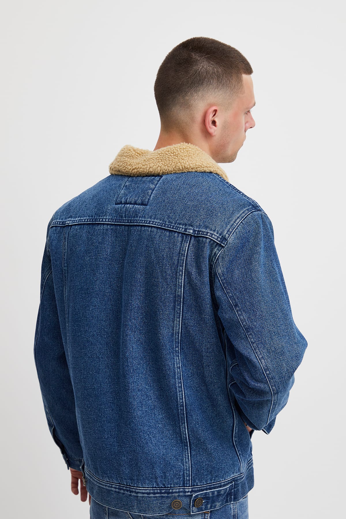 Jacken Jeansjacke mit Teddykragen Denim middle blue Jacken Blend