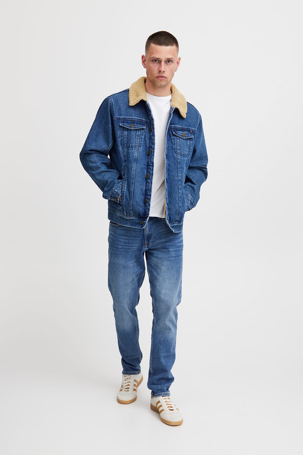 Jacken Jeansjacke mit Teddykragen Denim middle blue Jacken Blend