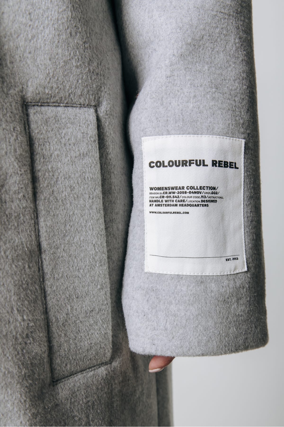 Langer, zweireihiger Mantel mit überschnittenen Schultern Light grey melange Mantel Colourful Rebel