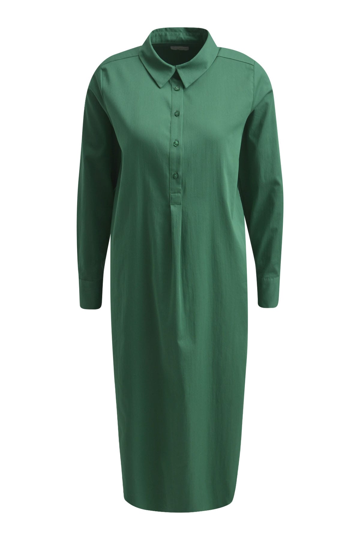Langes Hemdblusenkleid mit kurzer Knopfleiste mid green Kleider Milano