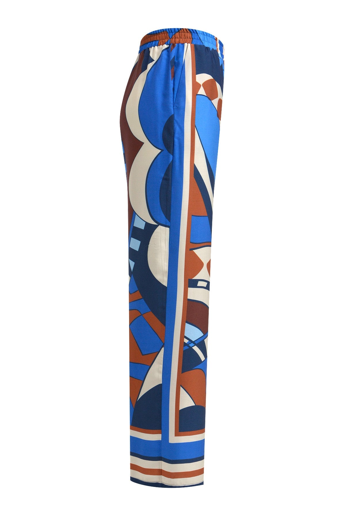Leichte, gemusterte Hose mit elastischem Bund und weitem Bein mid blue print Hosen Milano