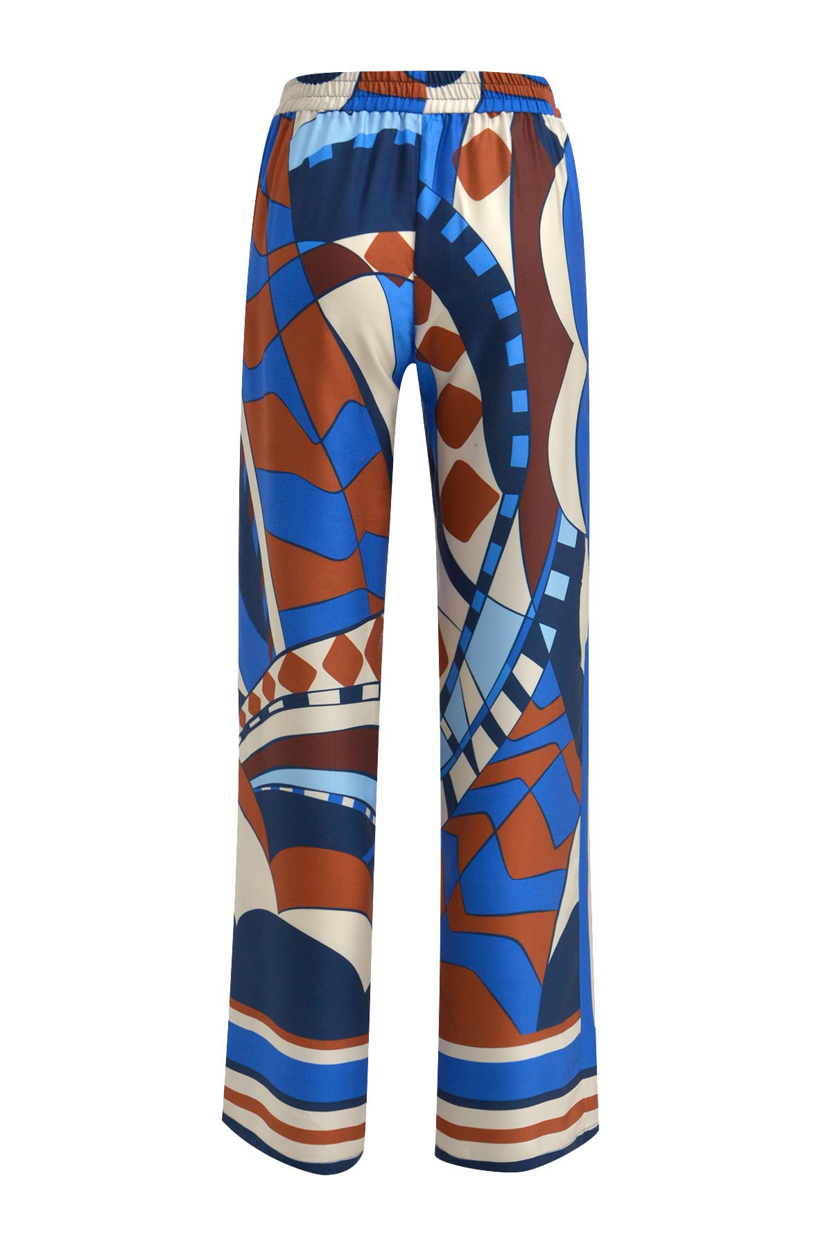 Leichte, gemusterte Hose mit elastischem Bund und weitem Bein mid blue print Hosen Milano