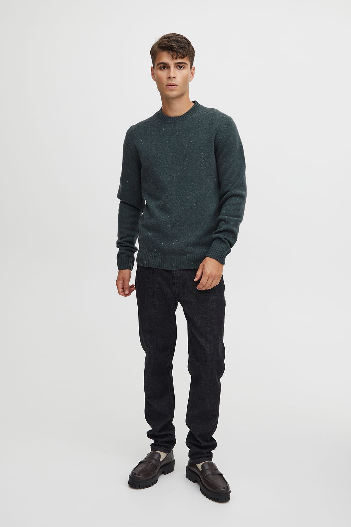Pullover CFKarl crew neck knit with neps Urban Chic Melange Pullover Casual Friday