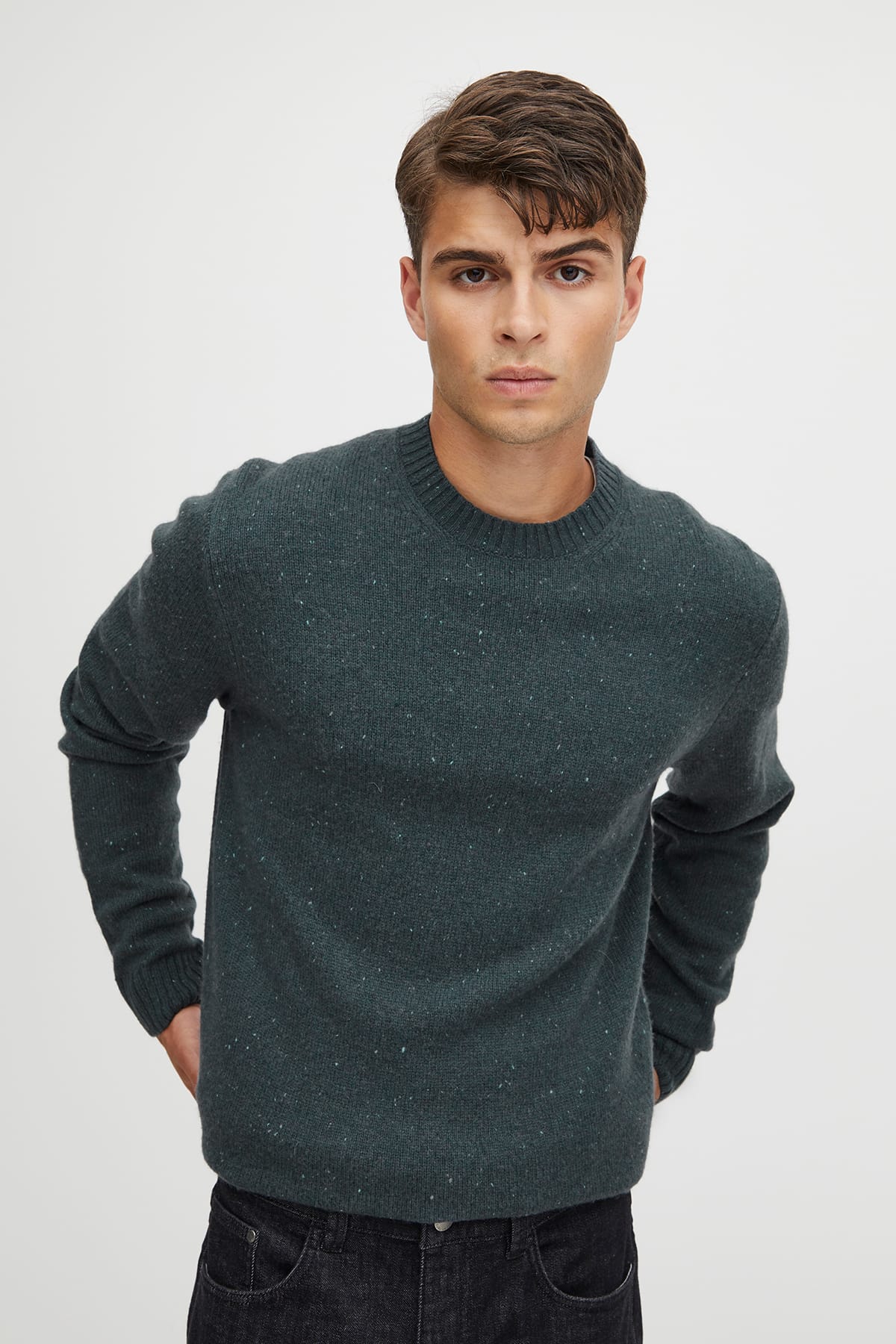 Pullover CFKarl crew neck knit with neps Urban Chic Melange Pullover Casual Friday