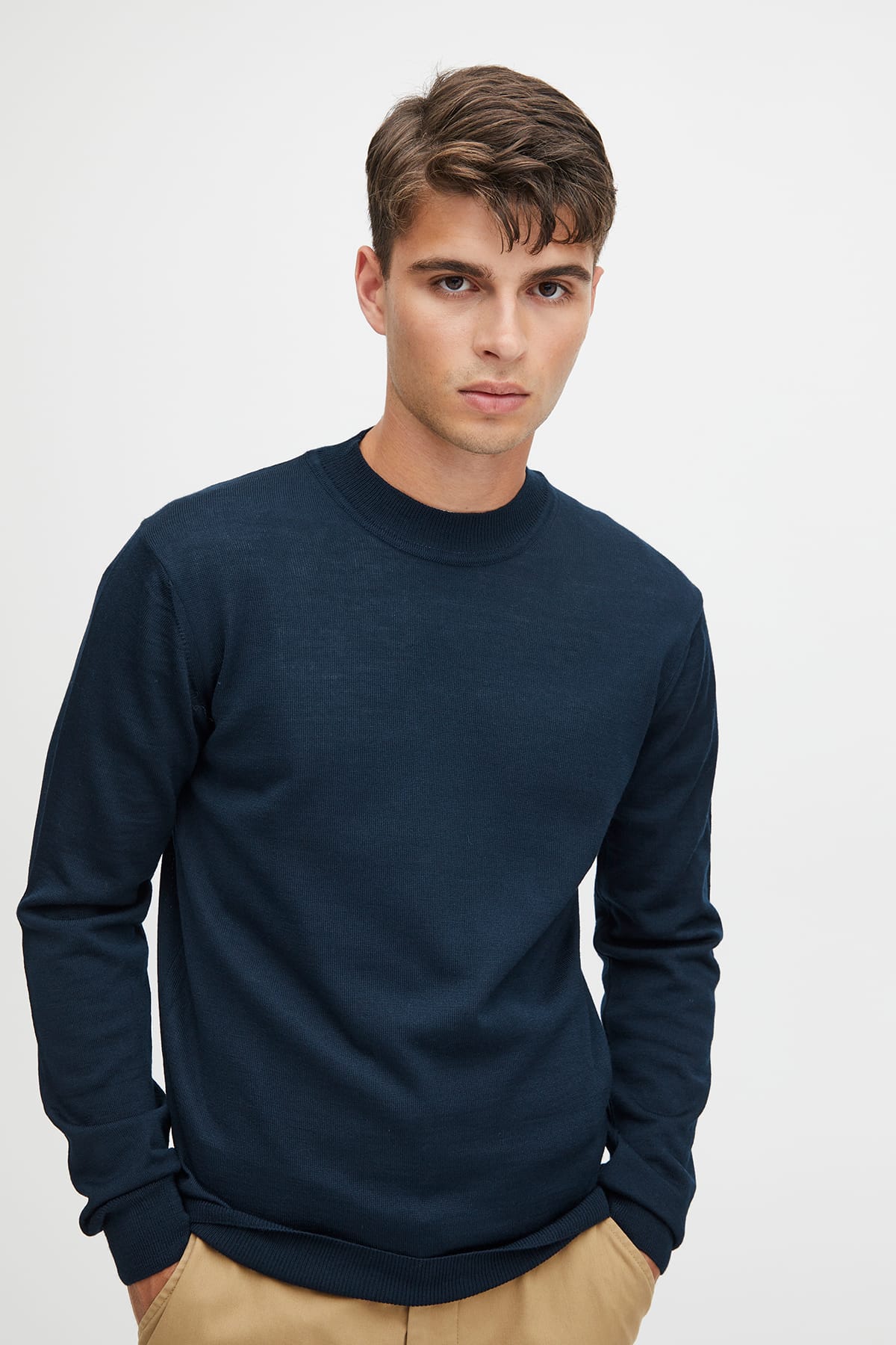 Pullover CFKarl merino mix crew neck knit Dark Navy Pullover Casual Friday