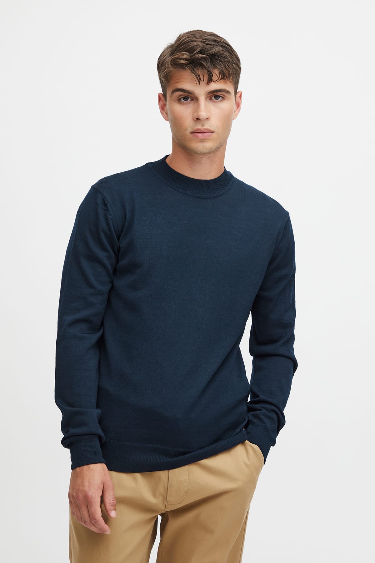 Pullover CFKarl merino mix crew neck knit Dark Navy Pullover Casual Friday