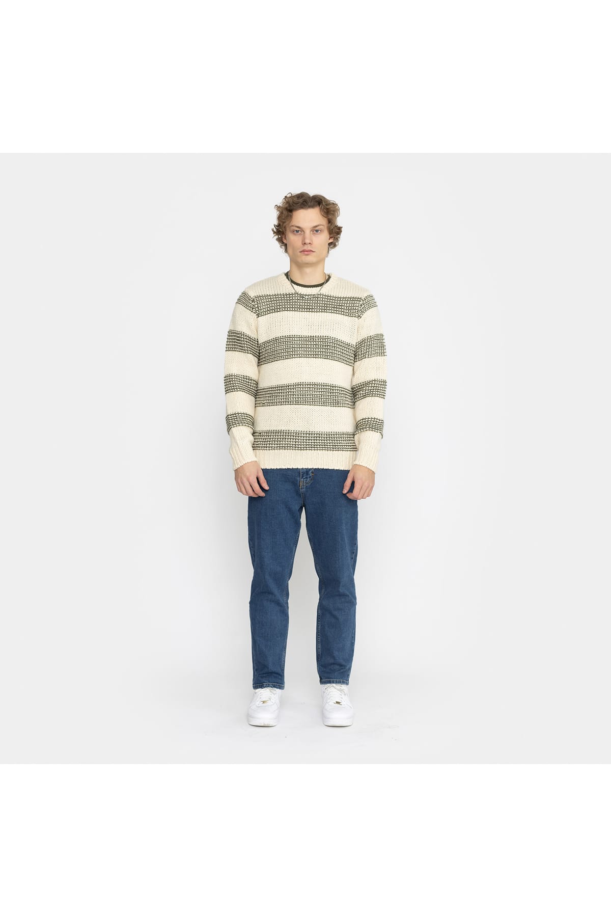 Pullover Strick mit Streifen Offwhite Pullover RVLT Revolution