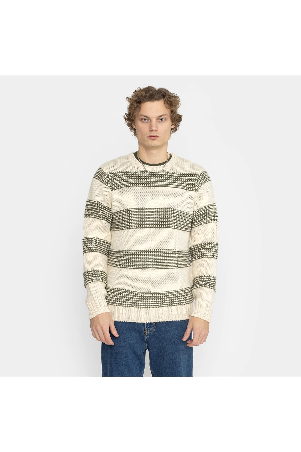Pullover Strick mit Streifen Offwhite Pullover RVLT Revolution