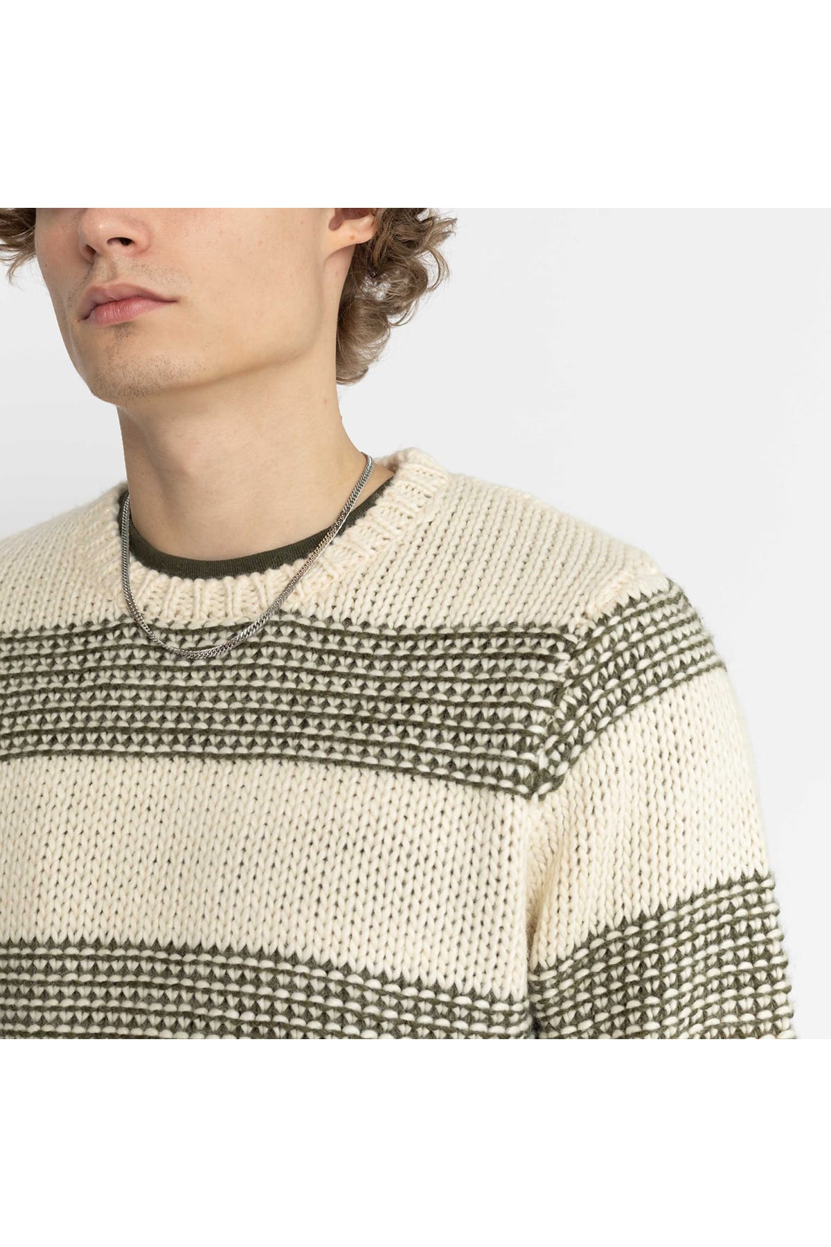 Pullover Strick mit Streifen Offwhite Pullover RVLT Revolution