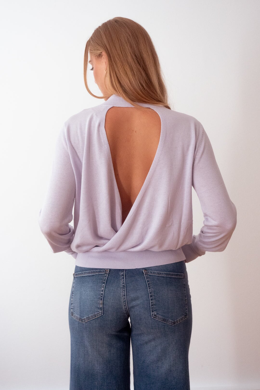 Pullover Sweater with open back Evening Haze Purple Pullover YAYA