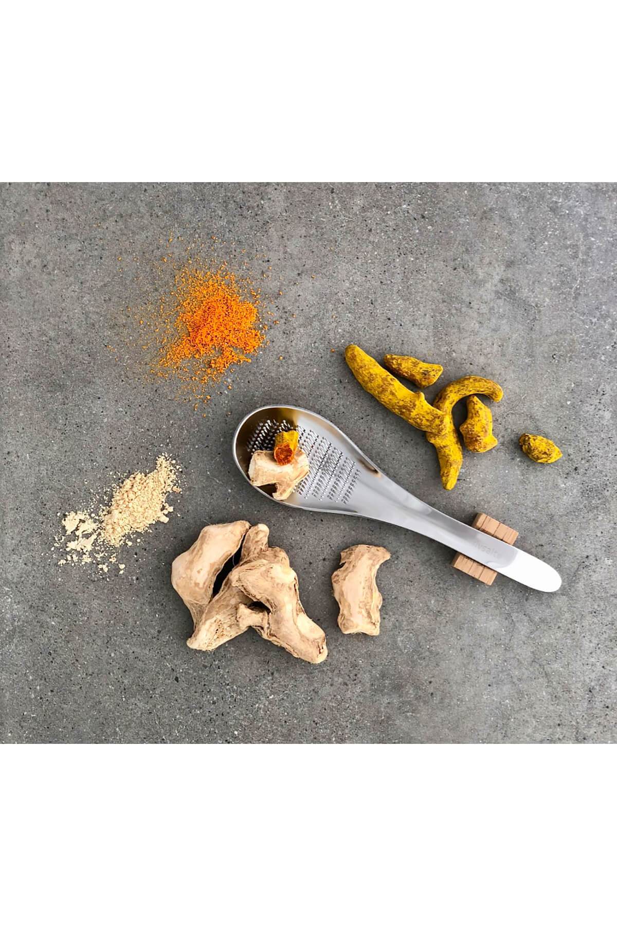 RIVSALT Ginger & Turmeric - Edelstahl-Reibelöffel incl. Ingwer & Kurkuma Food RIVSALT