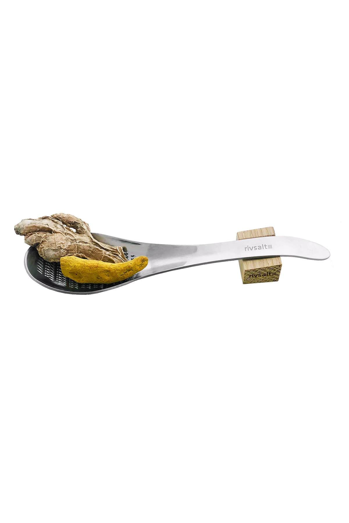 RIVSALT Ginger & Turmeric - Edelstahl-Reibelöffel incl. Ingwer & Kurkuma Food RIVSALT