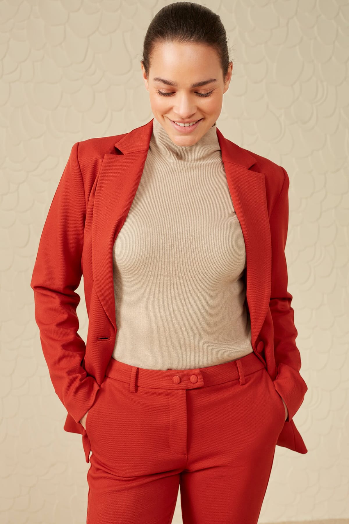 Roter Twill Blazer Ochre Red Blazer YAYA