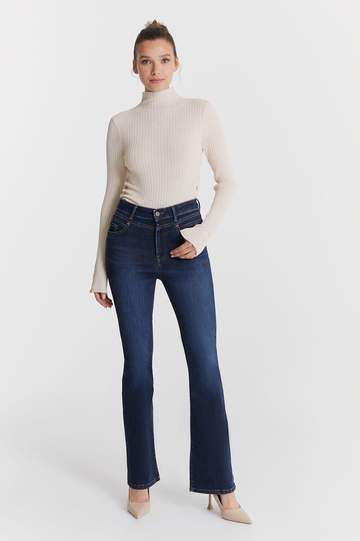 Ultra High Waist Flare Jeans Matilda - Deep Blue Jeans C.O.J - Cup of Joe Denim 