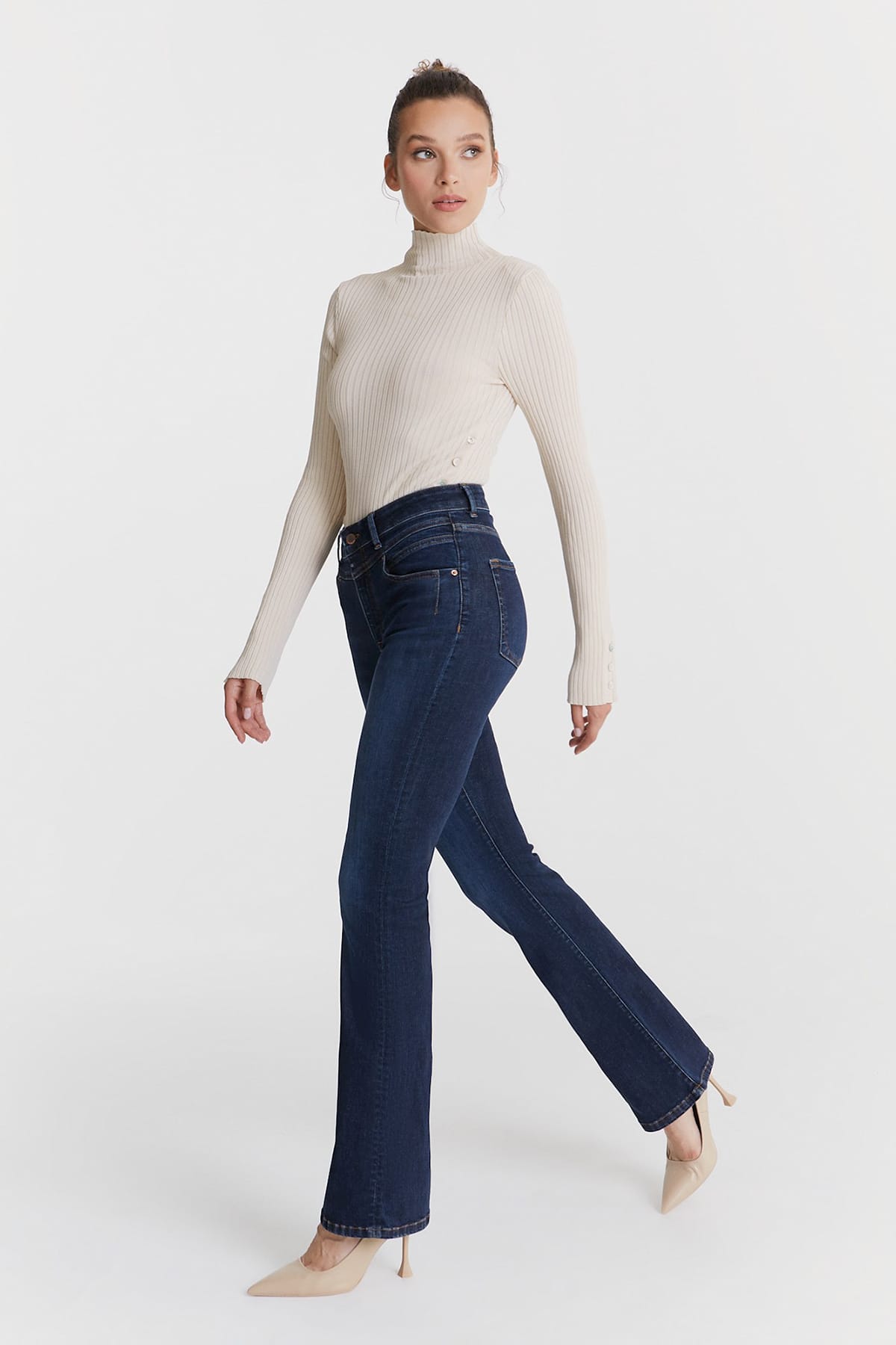 Ultra High Waist Flare Jeans Matilda - Deep Blue Jeans C.O.J - Cup of Joe Denim 