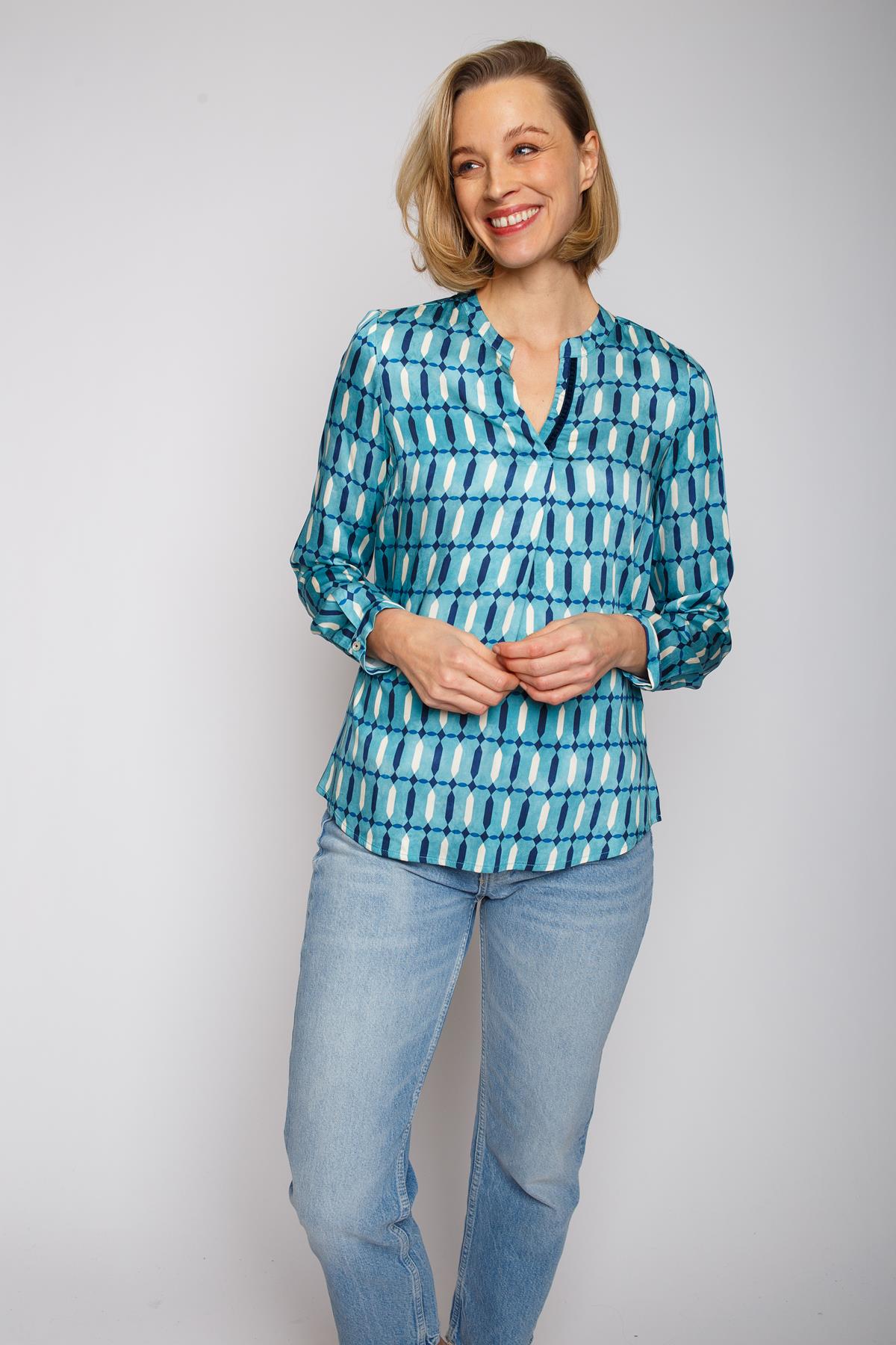 Bluse Damenbluse aqua Töne Bluse Emily van den Bergh 