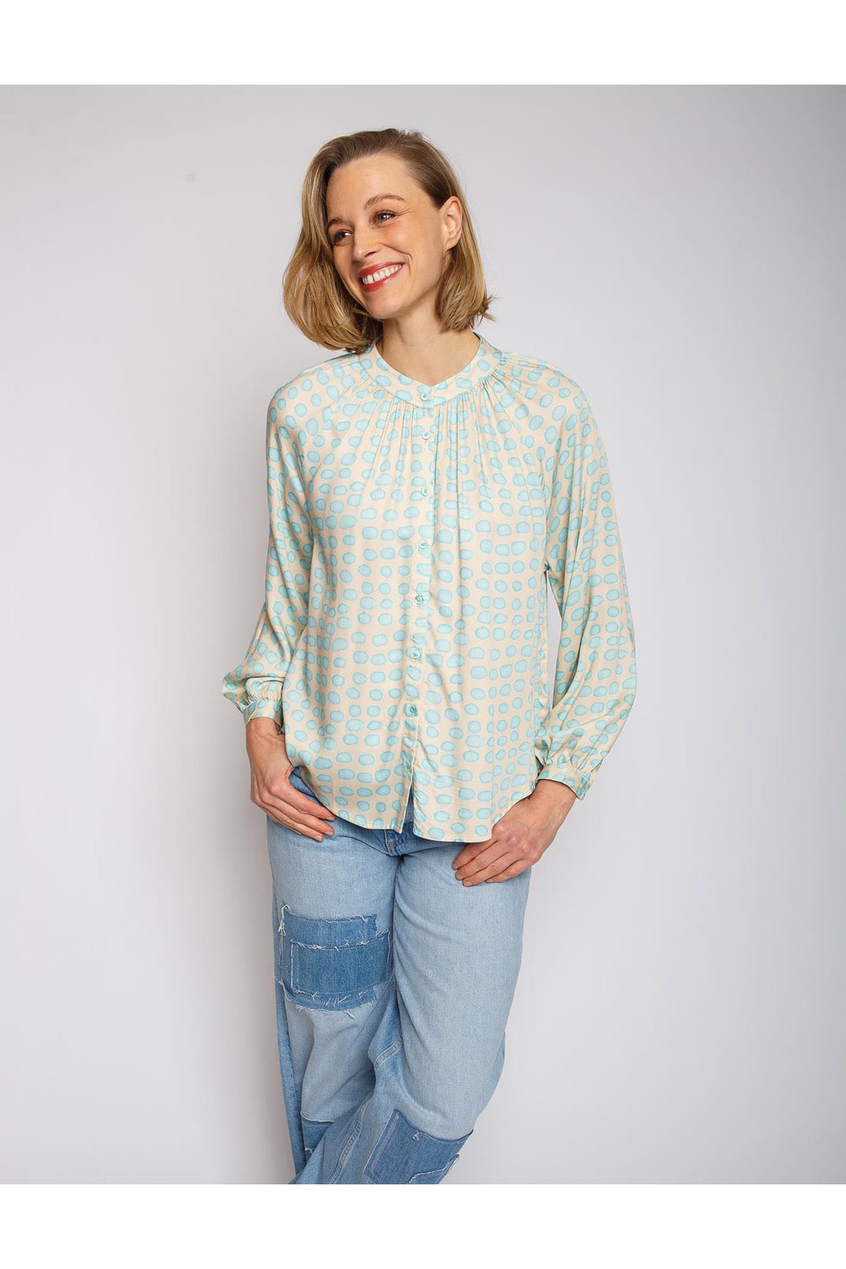 Bluse Damenbluse bleu sand Bluse Emily van den Bergh 