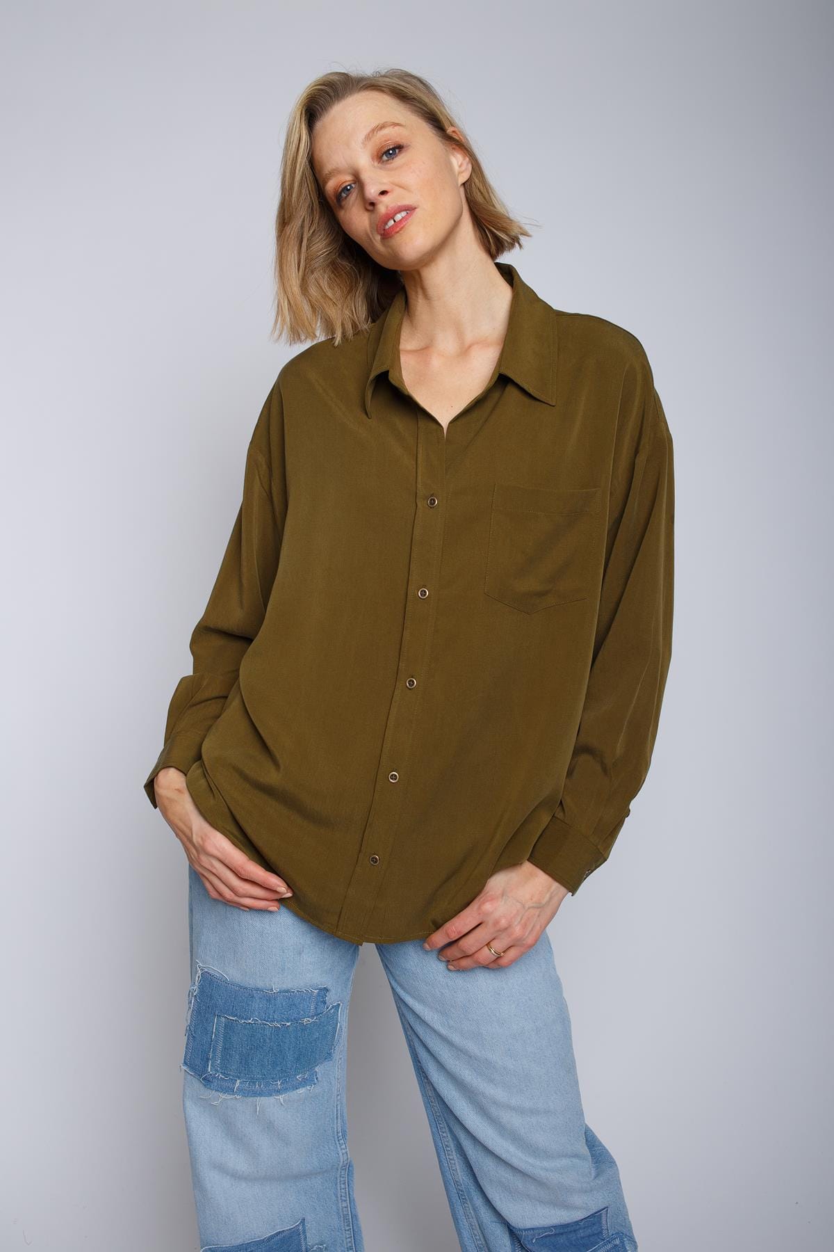 Bluse Damenbluse khaki Bluse Emily van den Bergh 