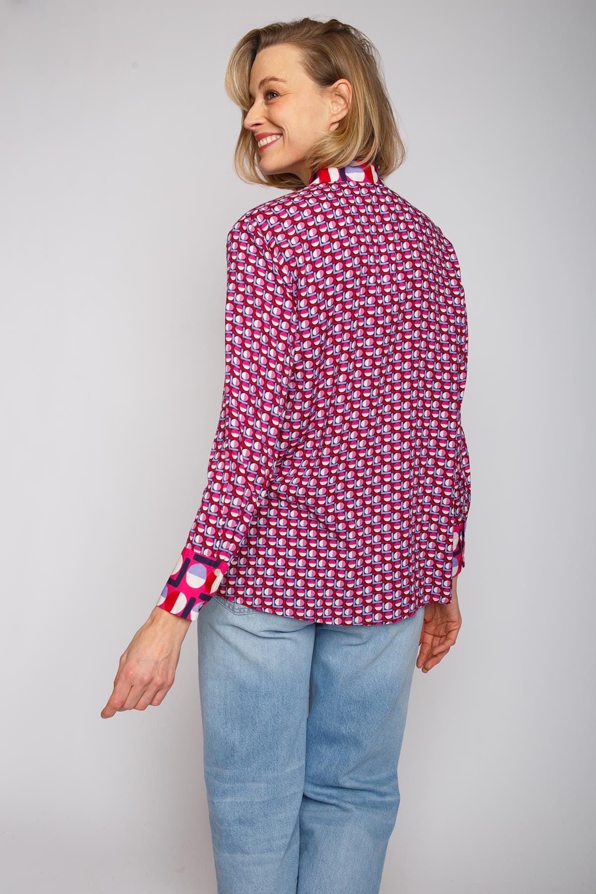 Bluse Damenbluse pink navy Bluse Emily van den Bergh 