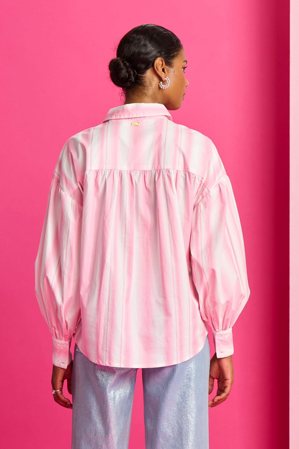 Bluse Embroidery Striped Pink Bluse POM Amsterdam 
