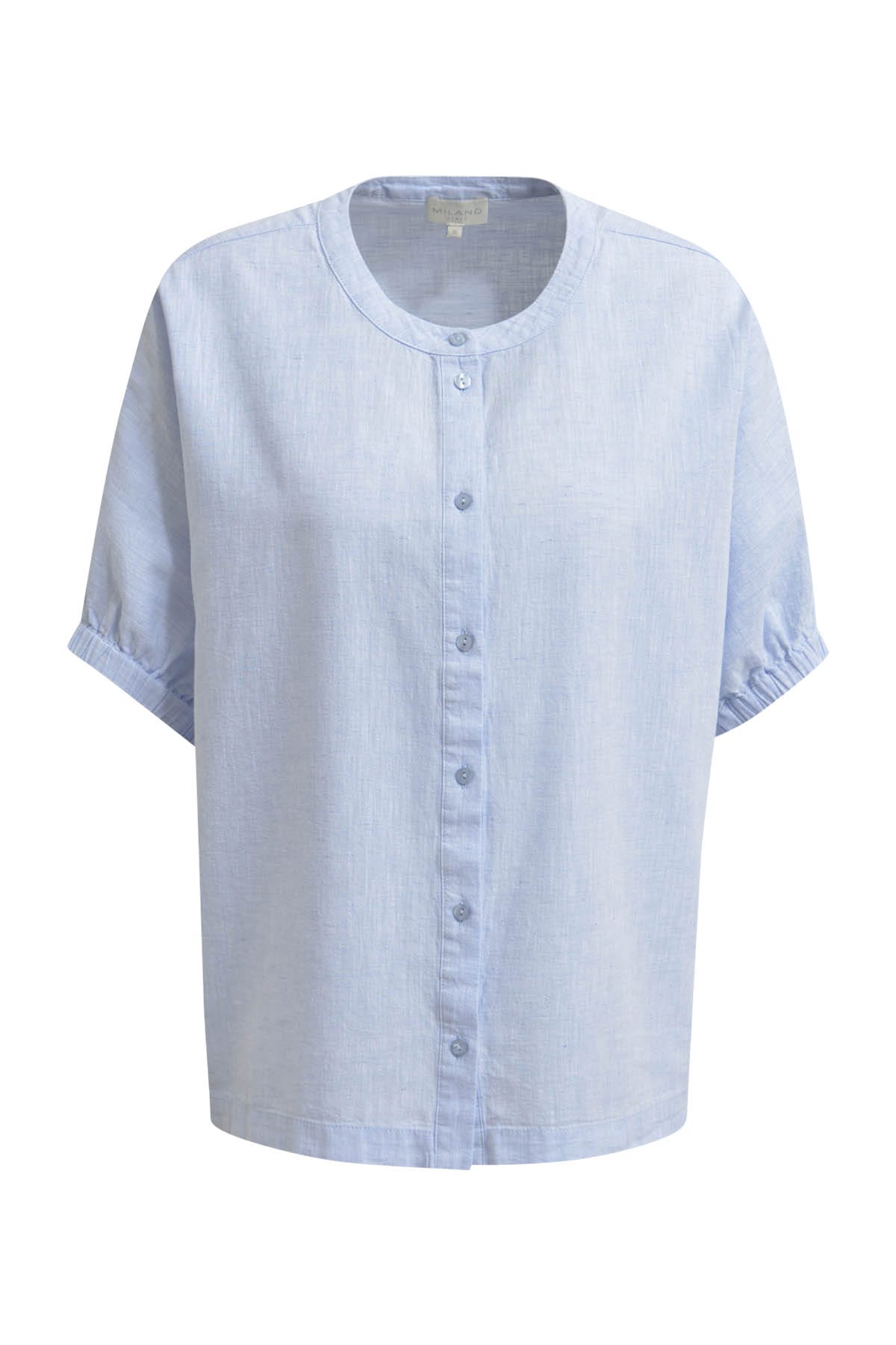 Bluse oversized w neckpanel + placket, elastic cuff azur Bluse Milano 