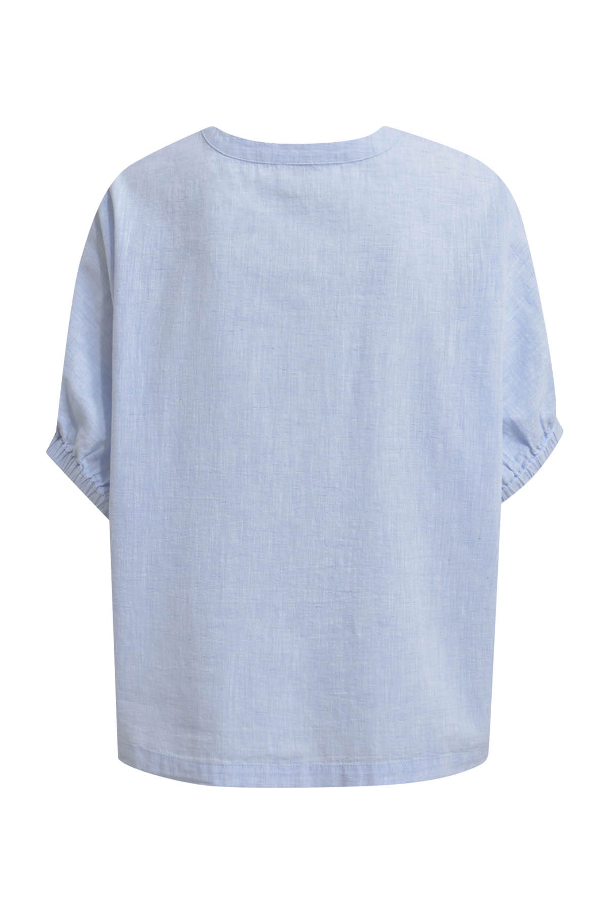 Bluse oversized w neckpanel + placket, elastic cuff azur Bluse Milano 