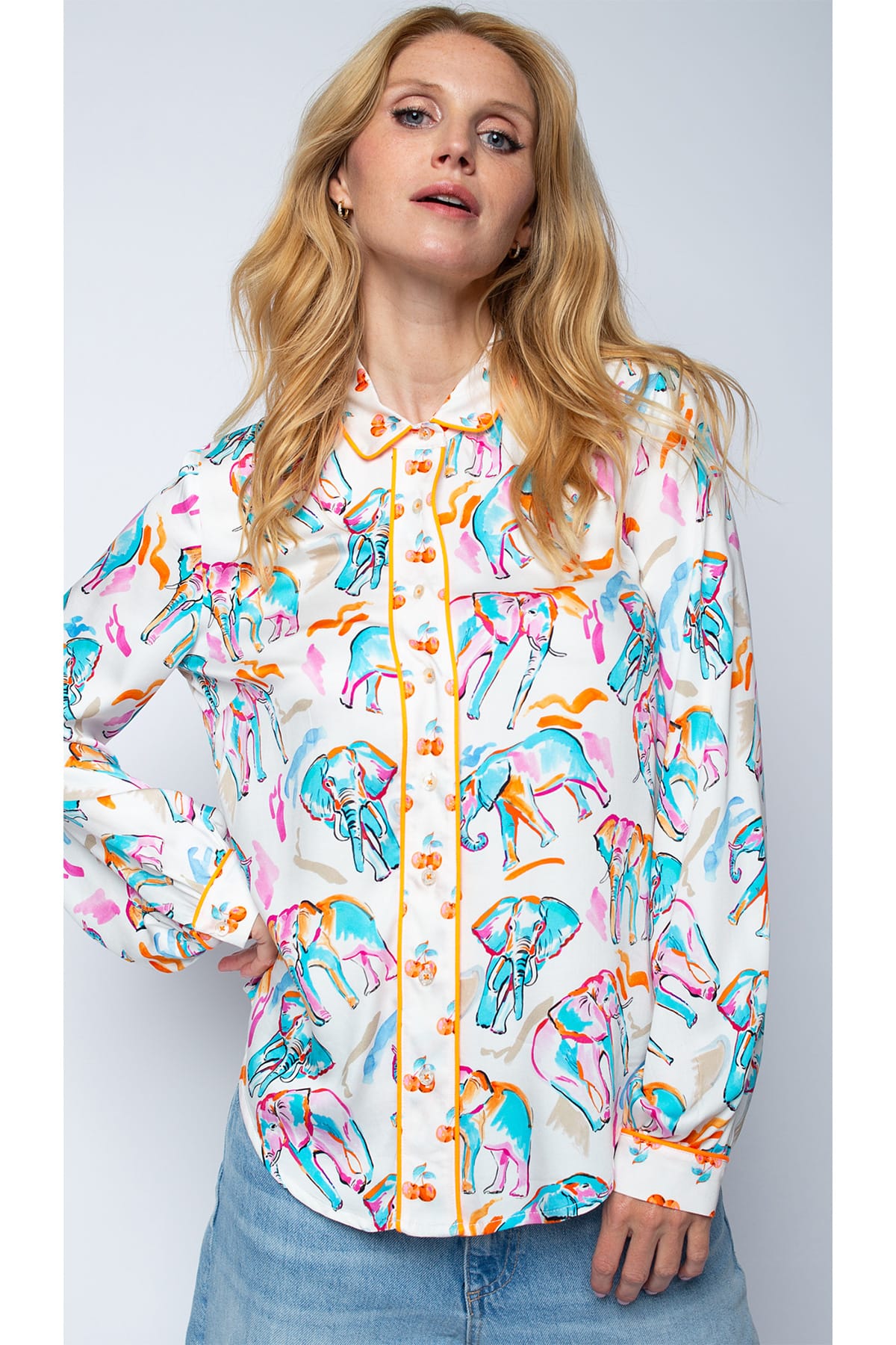 Damenbluse multi elephants Bluse Emily van den Bergh 